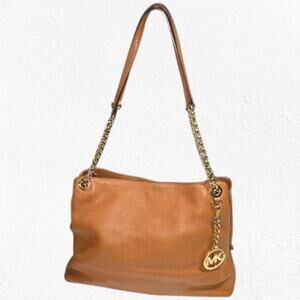 Michael Kors Tawny Brown Luggage Jet Set Chain Large Leather Tote Shoulder Bag
